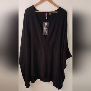 MARLA WYNNE Women Black Shrug Poncho Size 2X/3X